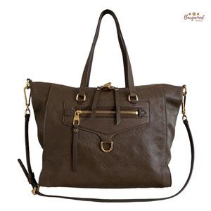 Authentic LOUIS VUITTON Dark Brown Monogram Empreinte Leather Bastille MM Bag